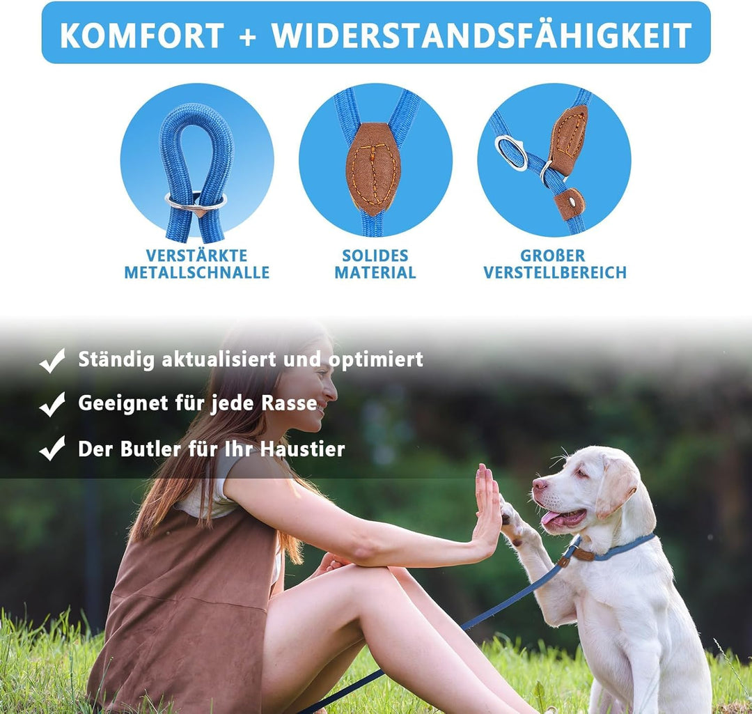 Supet hundeleine grosse Hunde Retrieverleine mit zugstopp Moxonleine Dauerhafte Weiche Geflochten mi