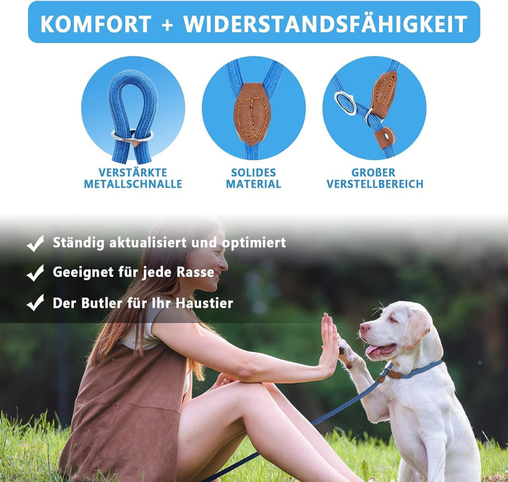 Supet hundeleine grosse Hunde Retrieverleine mit zugstopp Moxonleine Dauerhafte Weiche Geflochten mi