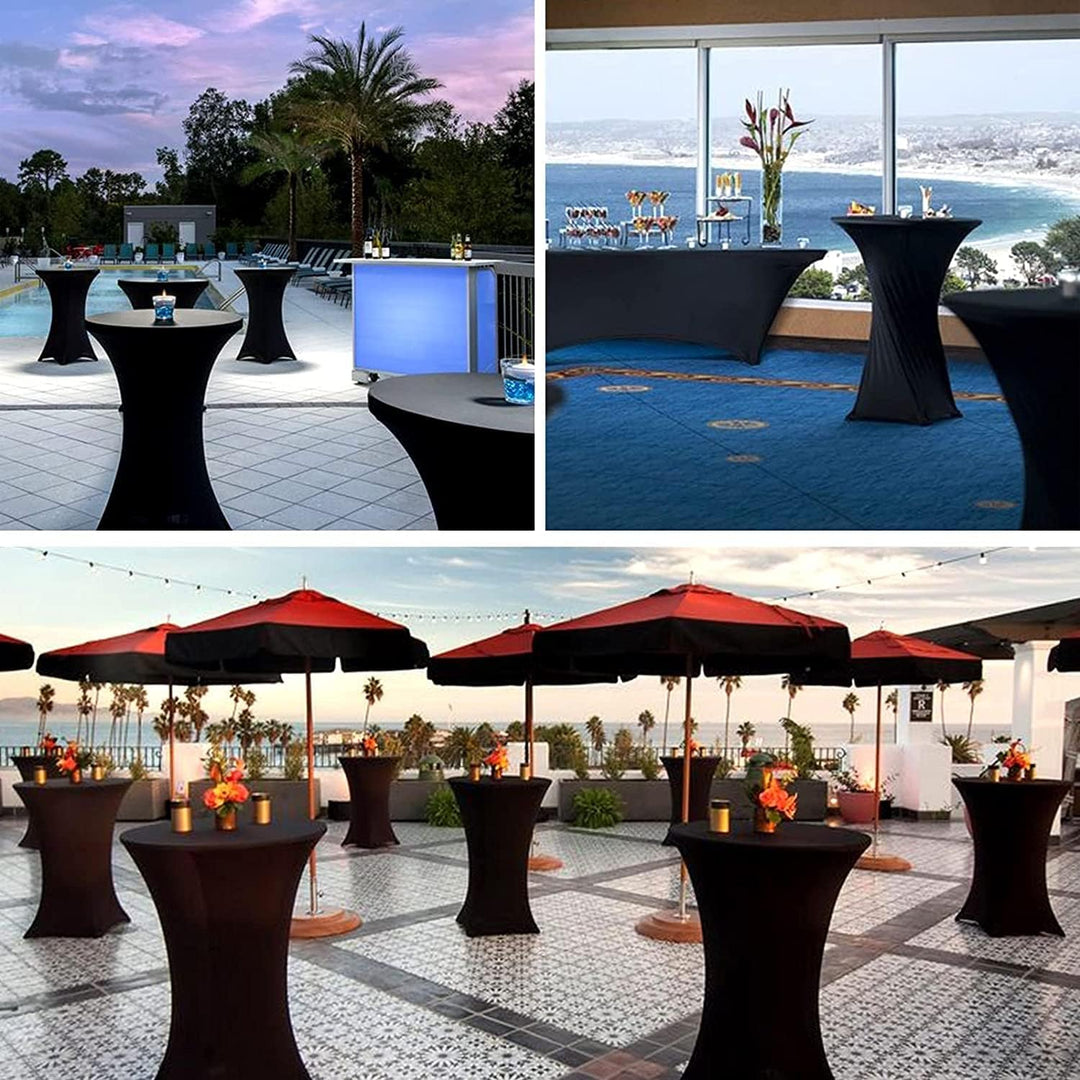 3er-Set Schwarz Stretch Stehtisch Husse für Bistrotisch Ø 80-85 cm Spandex Stretch Tischdecke, Verst