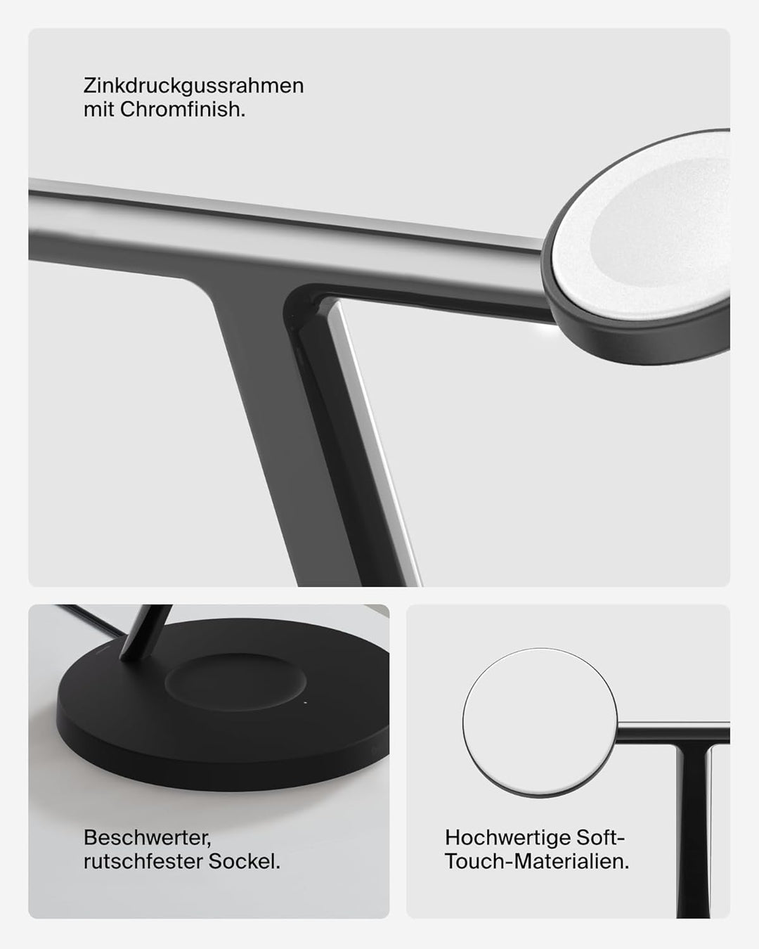 Belkin BoostCharge Pro 3-in-1 Qi2 Kabelloses Ladegerät, MagSafe-Kompatibles Ladegerät, Induktive Lad