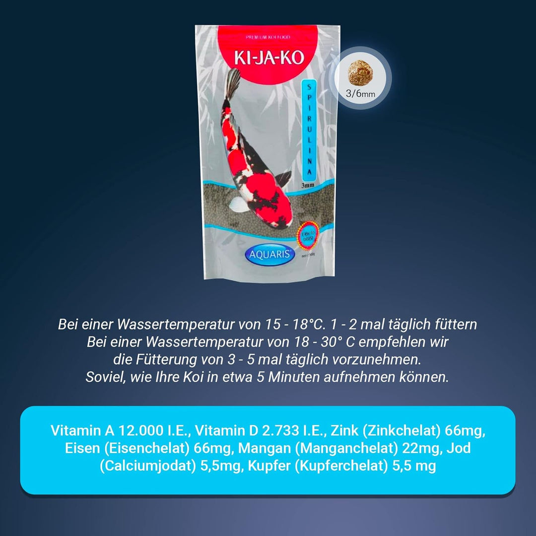 Spirulina Plus farbverstärkendes Carotinoid-reiche Koi Fischfutter 1 kg / 6mm - mit Capsanthin und A