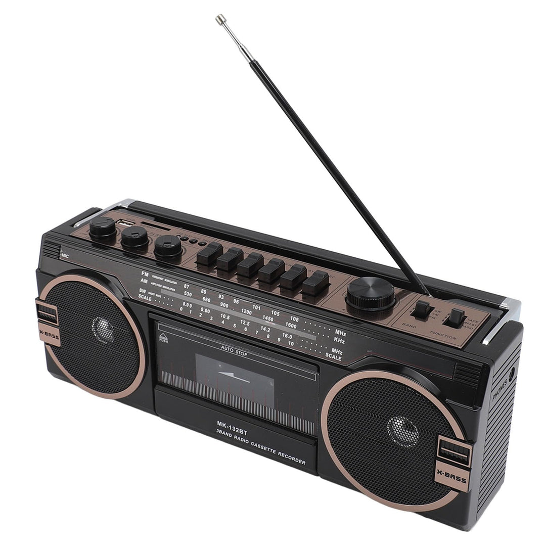 Kassetten Boombox, Retro Blueooth Boombox mit USB, SD und 3,5 Mm AUX Eingang, AM FM SW Kassettenspie