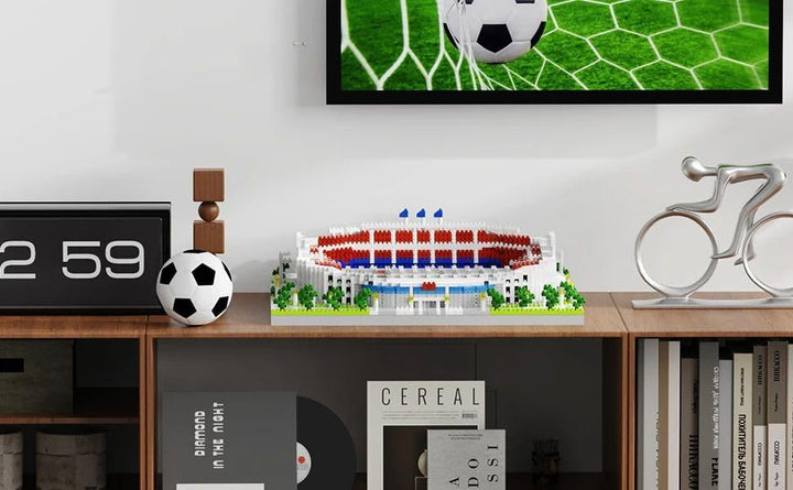 Atomic Building Barcelona Football Club Camp NOU Stadion. Modell zum Zusammenbau mit Nanoblöcken. Me