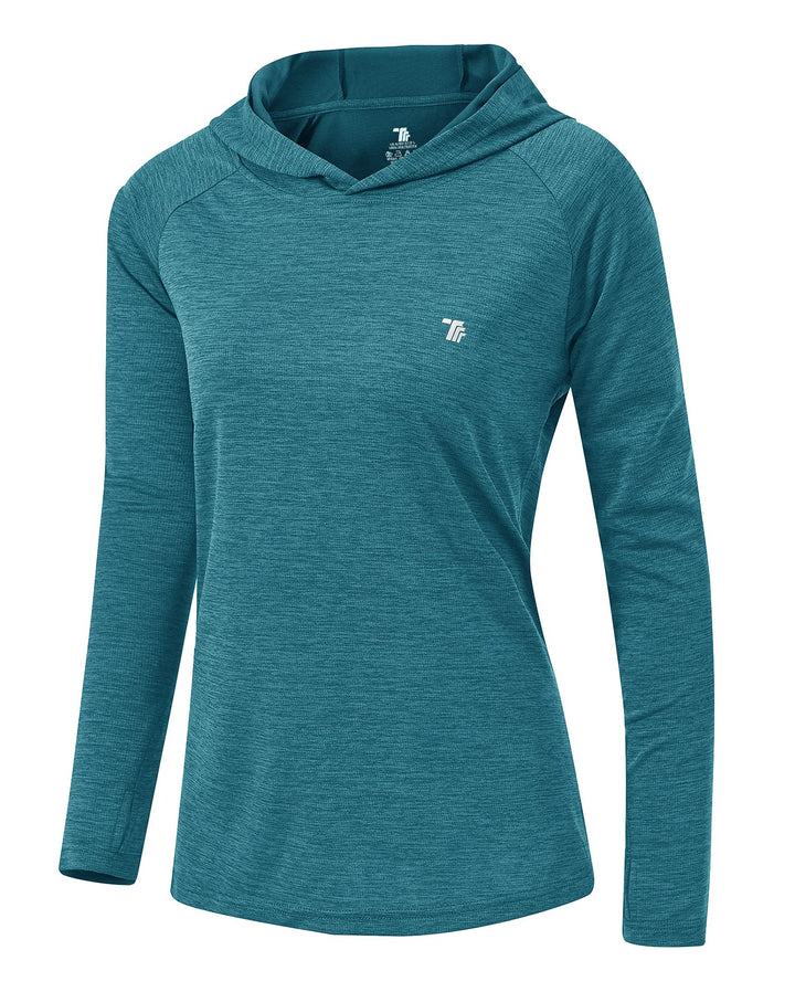 YSENTO Damen Laufshirt Langarm Sportshirt UPF 50+ Schnelltrocknend UV Schutz Hoodie Pullover Wanders