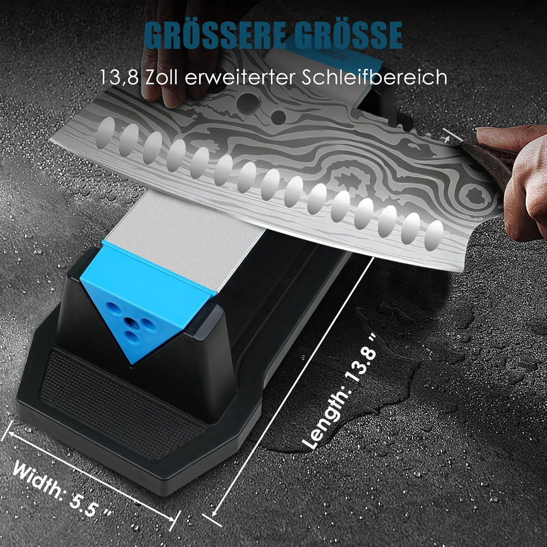 Dreiseitiger Diamant-Schleifstein Gross, 360/600/1000 Korn mit Honing Guide, Winkel Guide und Leders