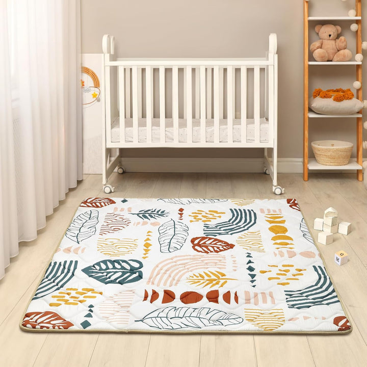 Spielmatte Baby 127×127cm mit Rutschfest, Extra Dicke 2cm Weiche Krabbelmatte Baby, Faltbar Krabbeld