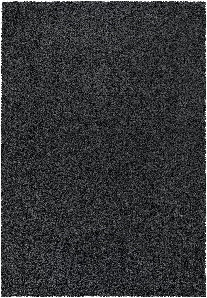 payé Teppich Hochflor Wohnzimmer - Anthrazit - 120x170cm - Shaggy Einfarbig Soft Weich Schlafzimmer