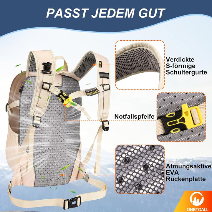 Diebstahlsicherer Wanderrucksack Damen 20L, Leichter Tagesrucksack Herren Klein, Wasserdichter Fahrr