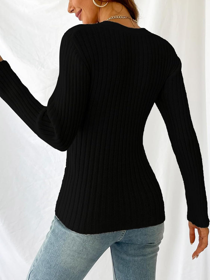 CUPSHE Damen Strickpullover V Ausschnitt Wickeloptik Langarm Crossover Feinstrick Pulli Wickeloberte