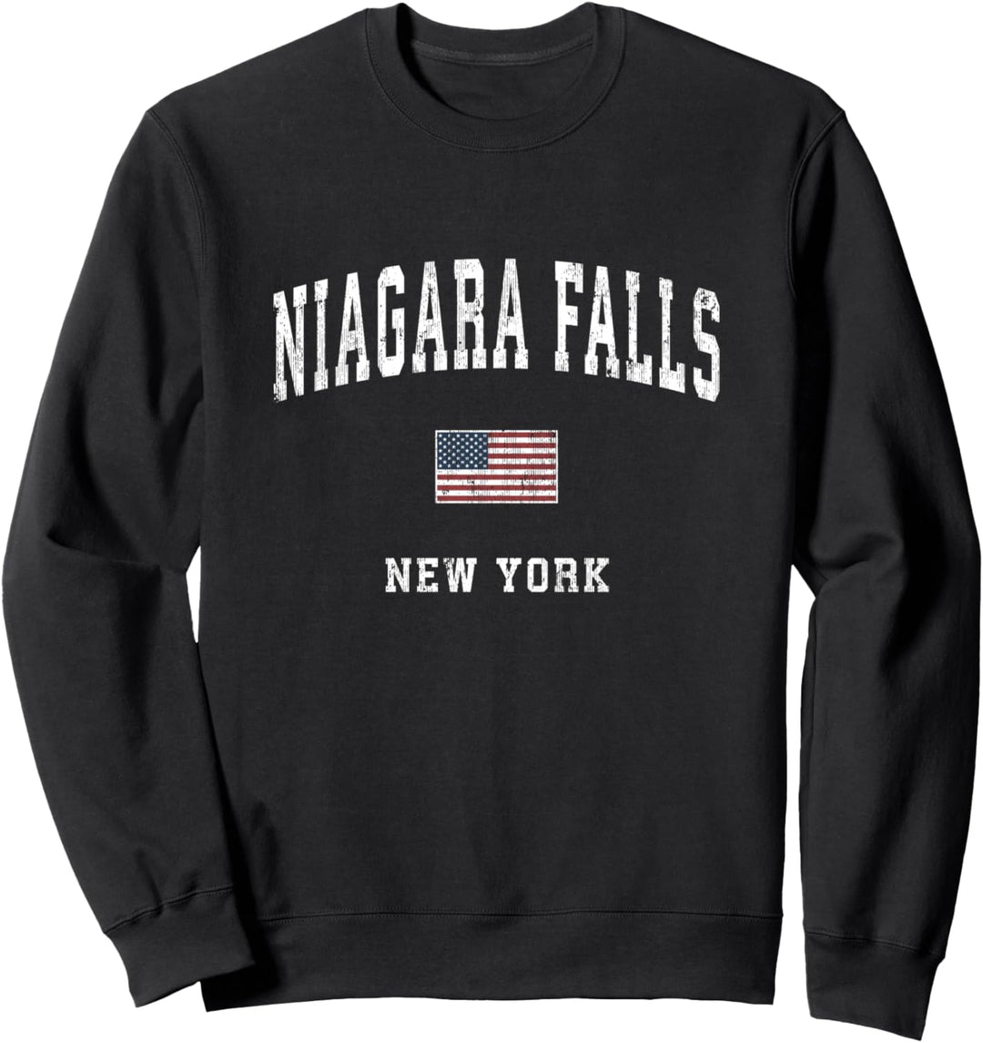 Niagara Falls New York NY Vintage Amerikanische Flagge Sport Sweatshirt