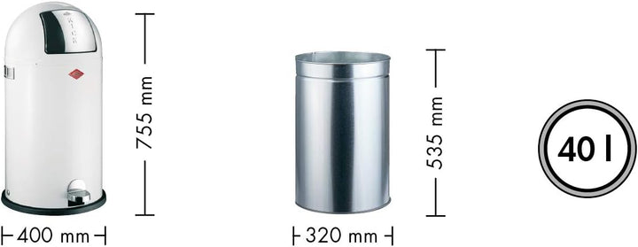Wesco Kickboy Abfallsammler Metall Weiss 40 L, Weiss