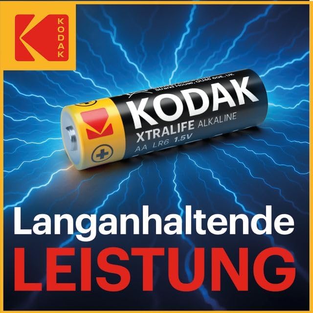KODAK AA Alkali Batterien 1,5V (40 Stück) Hochleistungsbatterien Bis Zu 145% längere Lebensdauer, 10