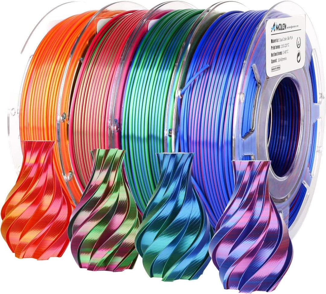 AMOLEN PLA 3D Drucker Filament, Multicolor Filament 1.75mm, Sauber Gewickeltes Filament, Kompatibel
