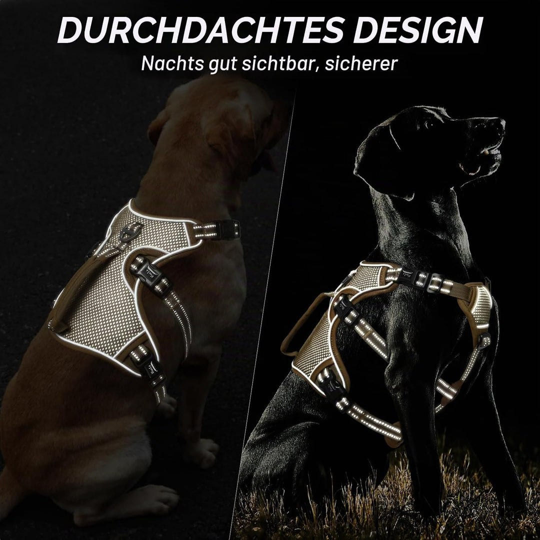 HEELE Hundegeschirr, Ausbruchsicher, Schnalle im Halsbereich, Reflektierend, Brustgeschirr mit Robus