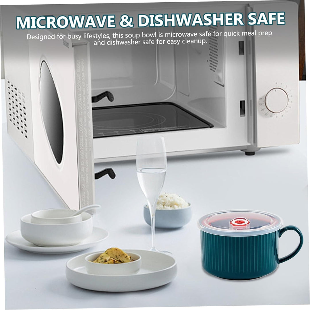 Suppenbecher, tragbare Mikrowellen -Suppenbecher mit Deckel, Keramik -Suppenschalen mit Griffen Supp