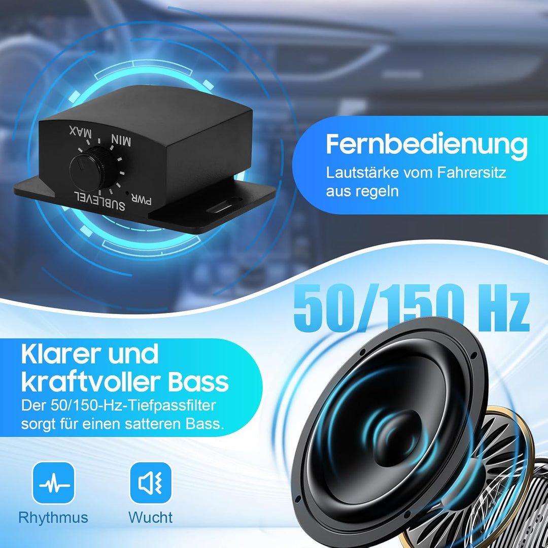 VINGVO Subwoofer Auto,10Zoll 800W Aktiv Subwoofer Für Auto,2.6 Ohm Ultra Flach Untersitz Subwoofer A