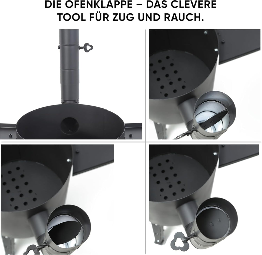 Feuerofen Utschak Ø 40cm mit Gusseisen Kazan Wok 12L Ø 42,5cm | Kasan mit Deckel | Учаг Outdoor Gula
