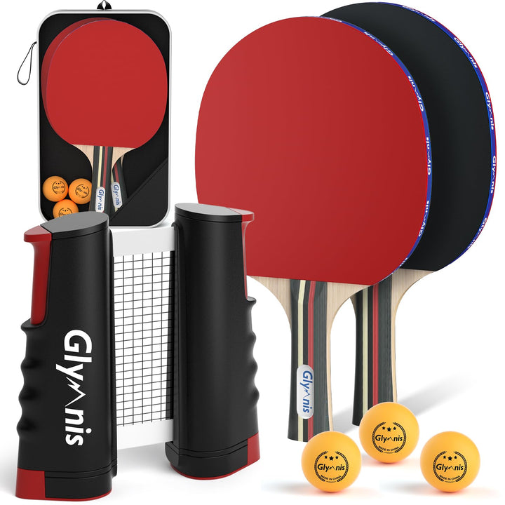Glymnis Tischtennis-Set Tragbares Ping Pong Bälle Set für Indoor Outdoor Spiel Tischtennis-Training