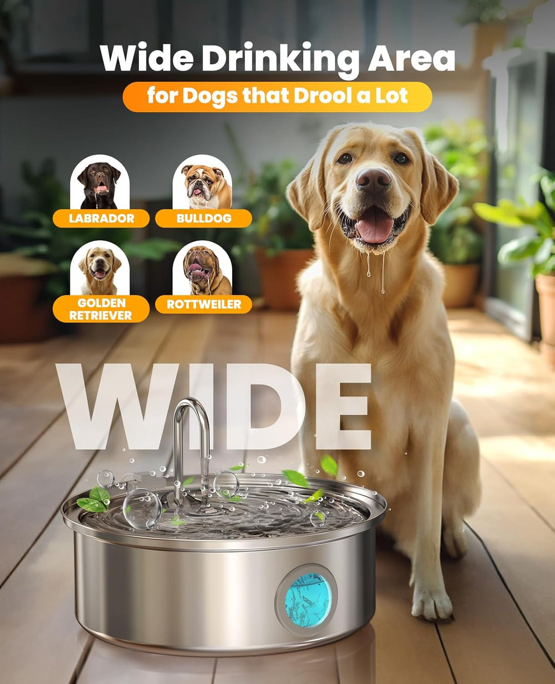 oneisall 7L Trinkbrunnen für Hunde, Katzenbrunnen für Katzen, Edelstahl Hundebrunnen mit LED-Licht,