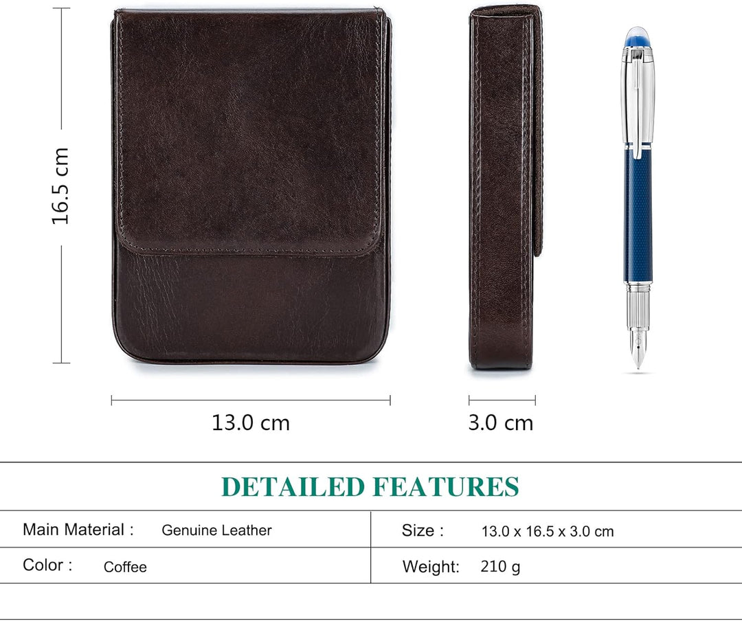 Hiram Leder-Füllfederhalter-Etui für 6 Stifte, Tragbare Aufbewahrungsbox für Stifte aus Pflanzlich G