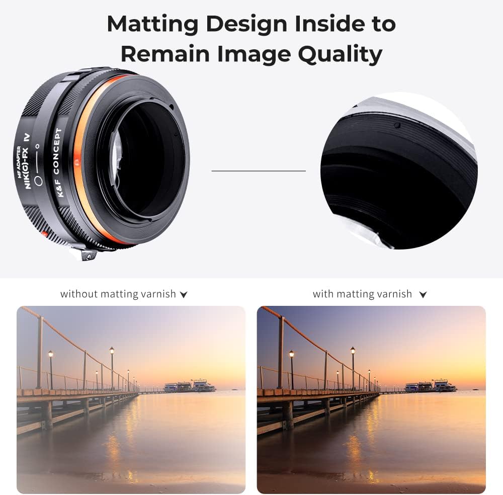K&amp;F Concept Lens Mount Adapter NIK(G)-FX IV Manueller Fokus Kompatibel mit Nikon F (G-Typ) Objektiv