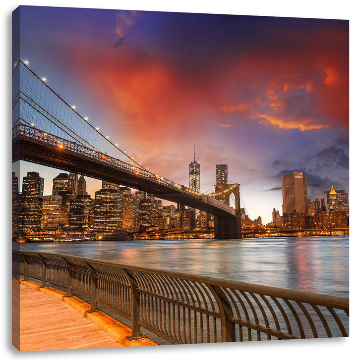 Pixxprint Brooklyn Bridge Park New York, Format: 70x70 auf Leinwand, 70x70