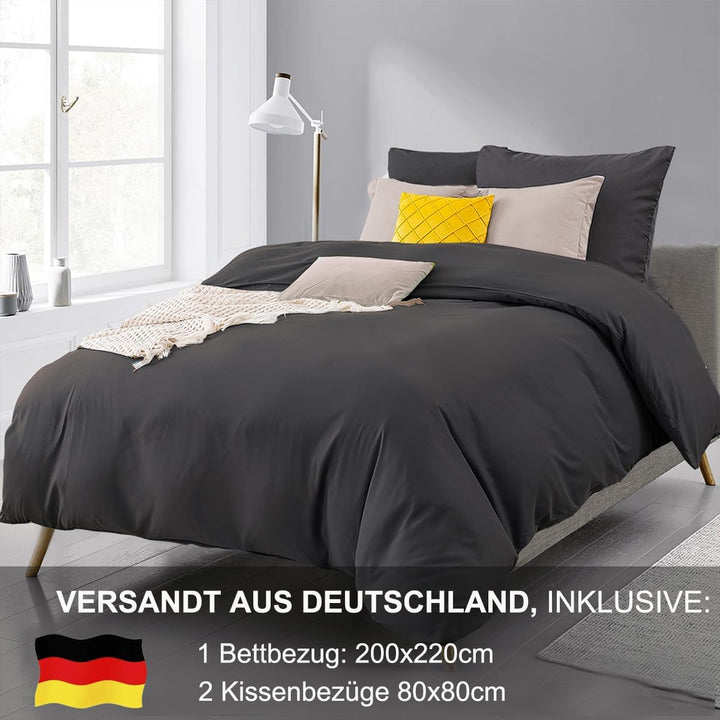 Beqnat Bettwäsche 200x220 Anthrazit Grau - Superweich Bettwäsche-Sets Bettbezug 200x220 Kissenbezug