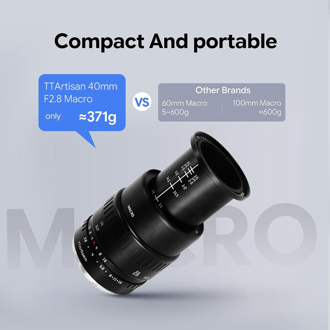 TTArtisan 40mm F2.8 APS-C Macro Lens for Insects Jewelry Portrait Still-Life Compatible with M43-Mou