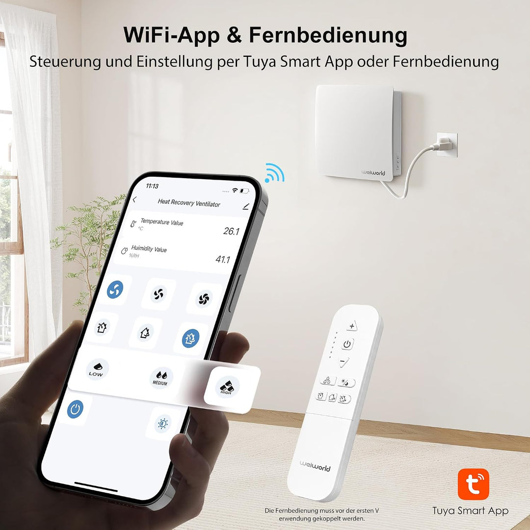 150mm Dezentrale Frischluft-Wohnraumlüftung mit HEPA Filter Klassisch, Klassisch