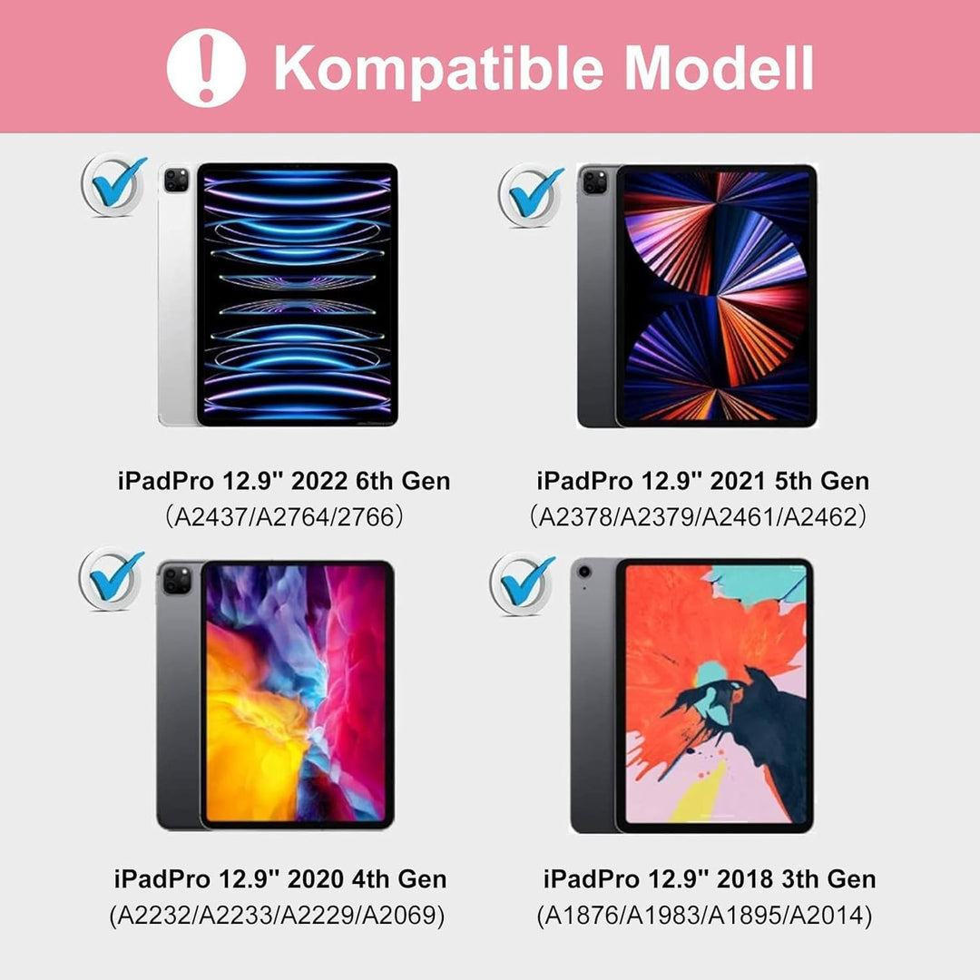 Hülle mit Tastatur für iPad Pro 12.9 Zoll (6. / 5. / 4. / 3. Generation), Deutsches QWERTZ Layout, M