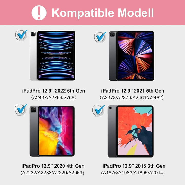 Hülle mit Tastatur für iPad Pro 12.9 Zoll (6. / 5. / 4. / 3. Generation), Deutsches QWERTZ Layout, M