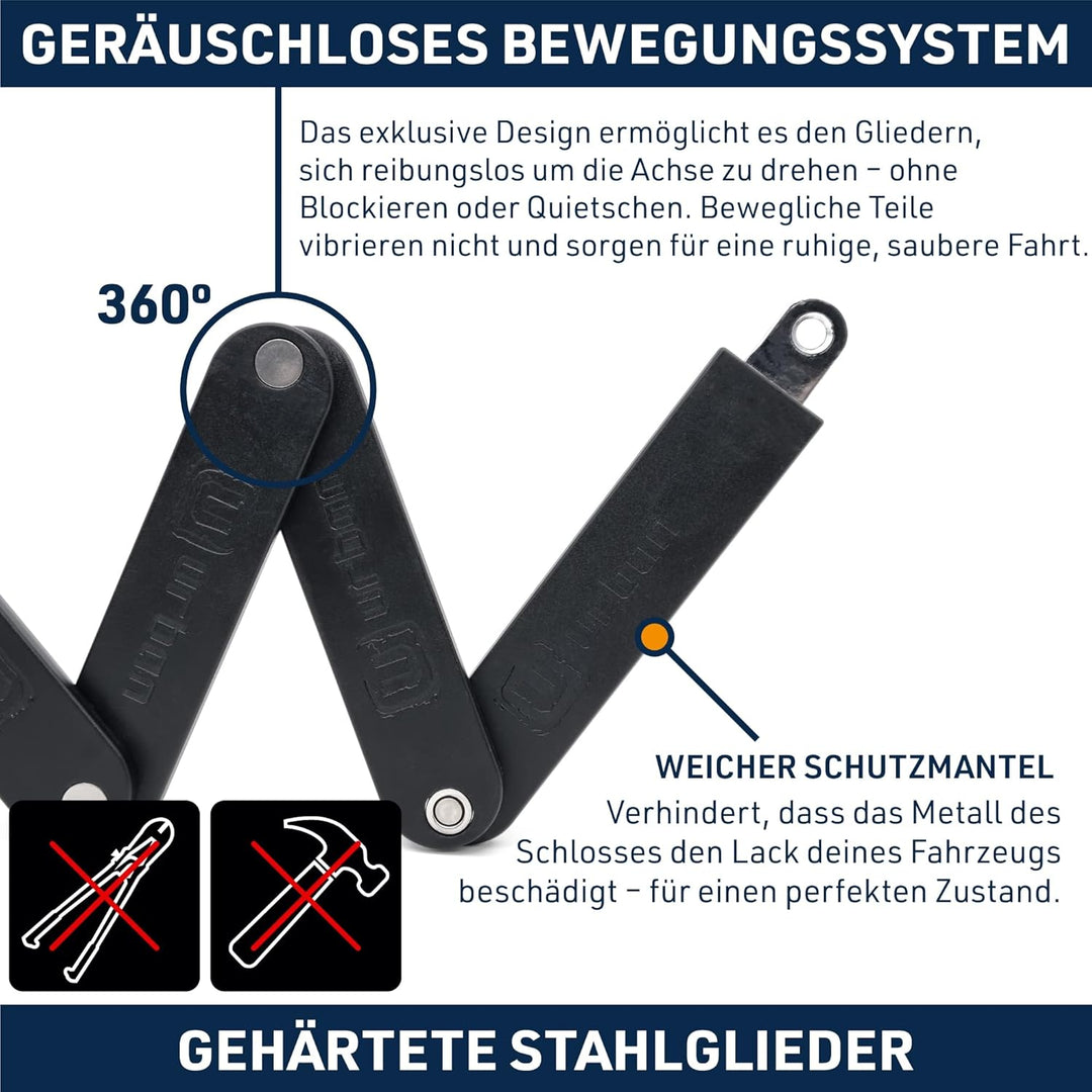 UR476Y Innovatives Fahrradschloss mit/ohne Alarm 120dB Hi-Tech, Faltschloss Fahrrad 2-in-1 Hohe Sich