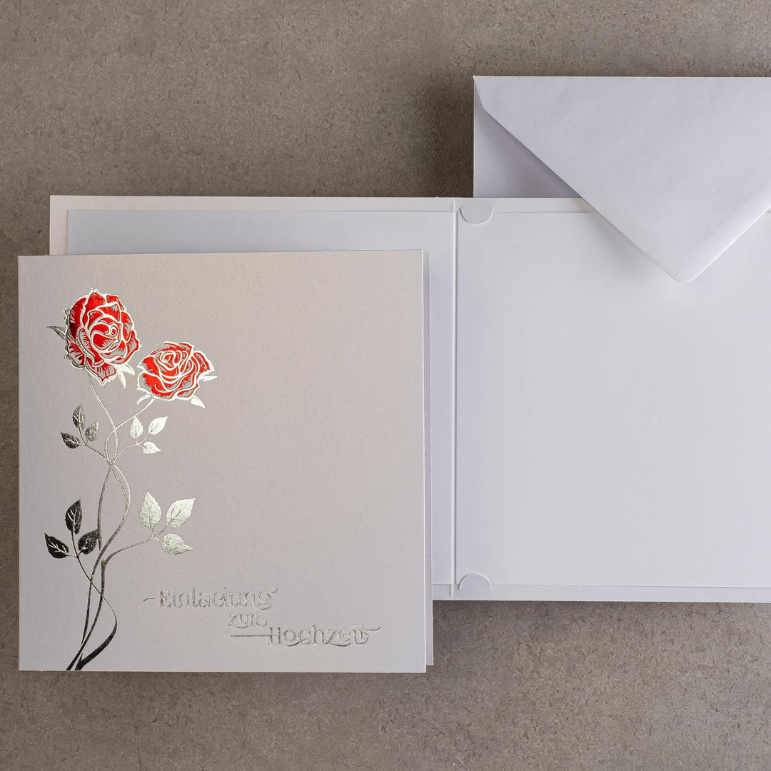 Art Nuvo HOCHZEITSEINLADUNGEN - SATZ 20 St, 135x135mm MIT BEDRUCKBAREN EINLAGEN UND UMSCHLÄGEN FÜR H