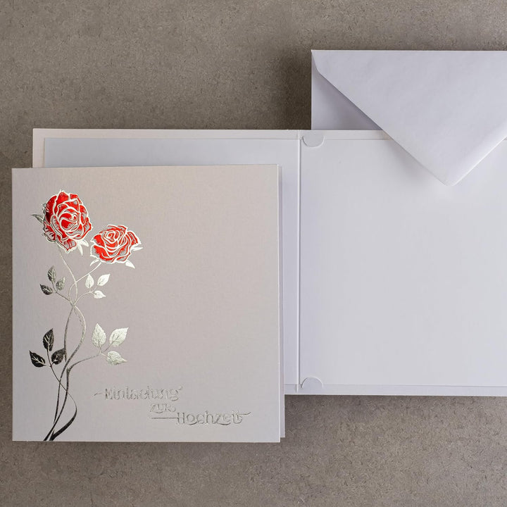 Art Nuvo HOCHZEITSEINLADUNGEN - SATZ 20 St, 135x135mm MIT BEDRUCKBAREN EINLAGEN UND UMSCHLÄGEN FÜR H