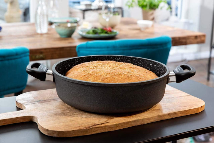 Aluguss Schmortopf, Innenhöhe von 7 cm, backofenfest bis 280 °C, Antihaft beschichtet, Induktion, Ma