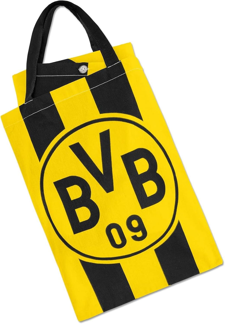Borussia Dortmund BVB BETTWÄSCHE Blockstreifen 135 X 200 cm: Bettbezug und Kissenbezug mit Knöpfen,