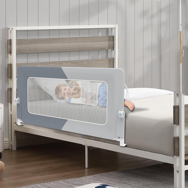 UISEBRT Bettgitter 150cm Bettschutzgitter Klappbar für Kleinkinder, Rausfallschutz Höhenverstellbar
