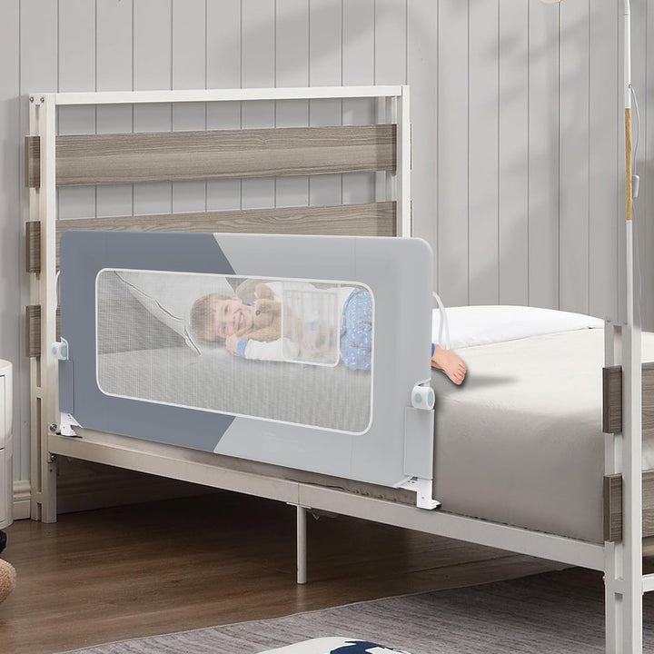 UISEBRT Bettgitter 150cm Bettschutzgitter Klappbar für Kleinkinder, Rausfallschutz Höhenverstellbar