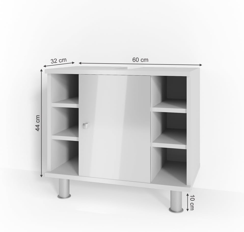 Vicco Waschbeckenunterschrank Fynn, Weiss Hochglanz, 60 x 54 cm Weiss Hochglanz 60 x 54 cm, Weiss Ho