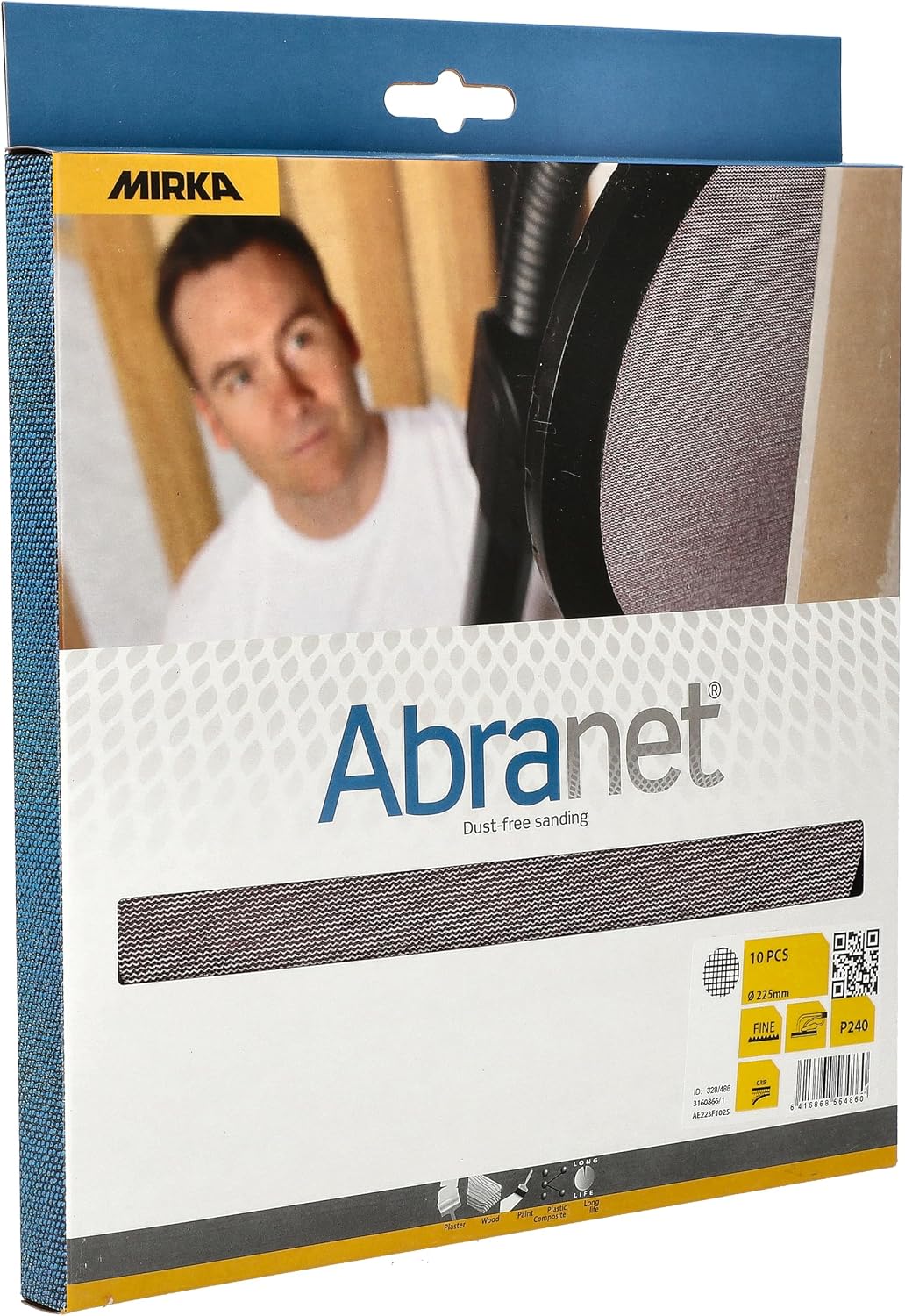 Mirka Abranet® Netz-Schleifscheiben (Ø 225 mm), Profi-Schleifgitter mit P240 Körnung und Klett, für