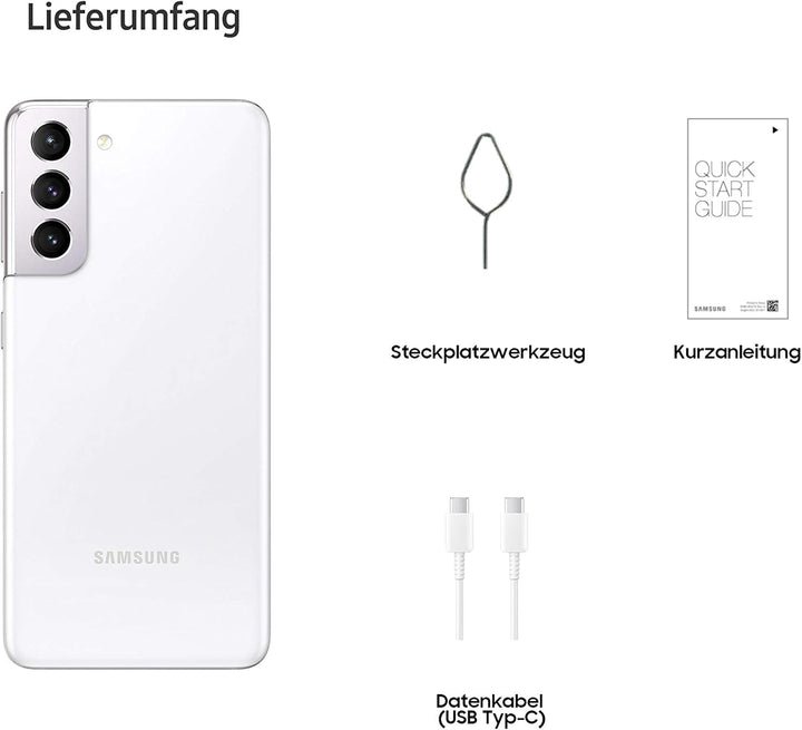 Samsung Galaxy S21 5G, Android Smartphone, Triple-Kamera, Infinity-O Display, 128 GB Speicher, leist