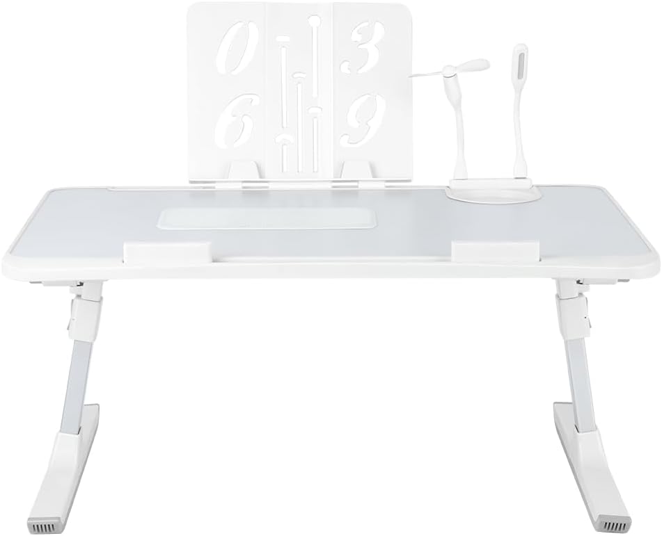 OHMG Laptop-Bett, höhenverstellbar und Winkel, faltbar, neigbar, mit Kühler/USB-Ports/Schublade, für