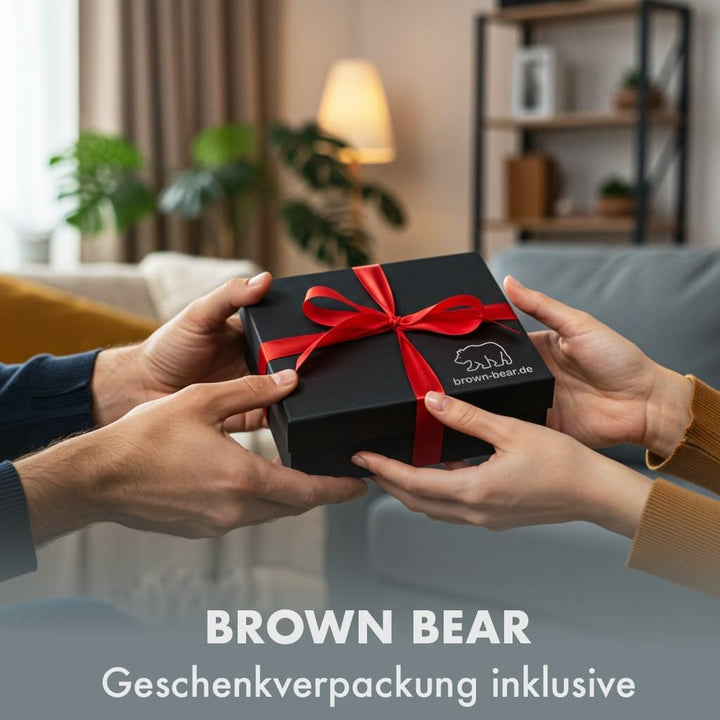 BROWN BEAR Geldbörse Reissverschluss Leder Vintage Braun für Damen &amp; Herren | RFID-Schutz Portemonna