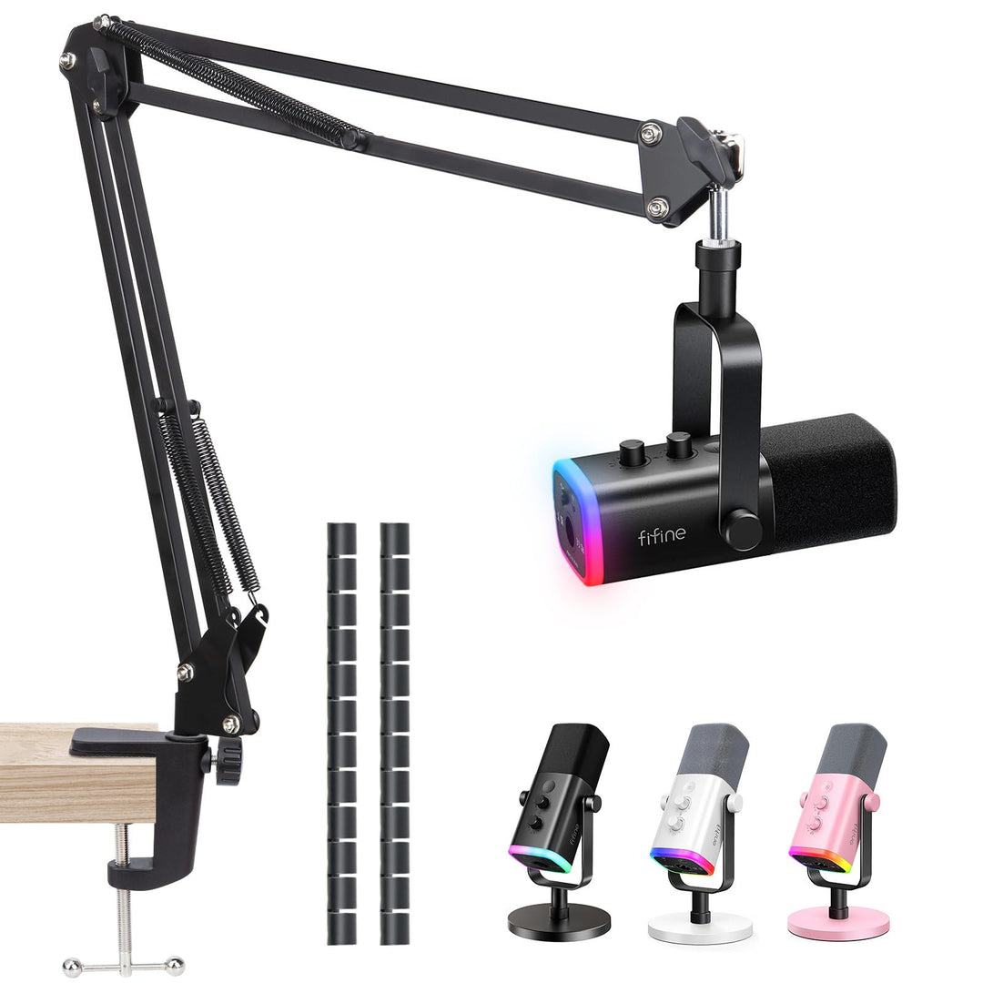 SUNMON für Fifine AM8 XLR Mikrofon Arm, Universeller Mikrofonarm Tisch für Fifine K688 PodMic Boom A