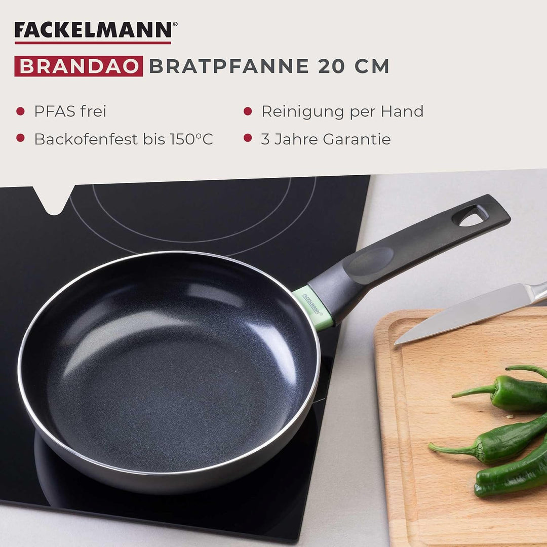 Fackelmann Bratpfanne Brandao - Ø 20 cm aus recyceltem Aluminium, PFAS-freie Keramikbeschichtung, er