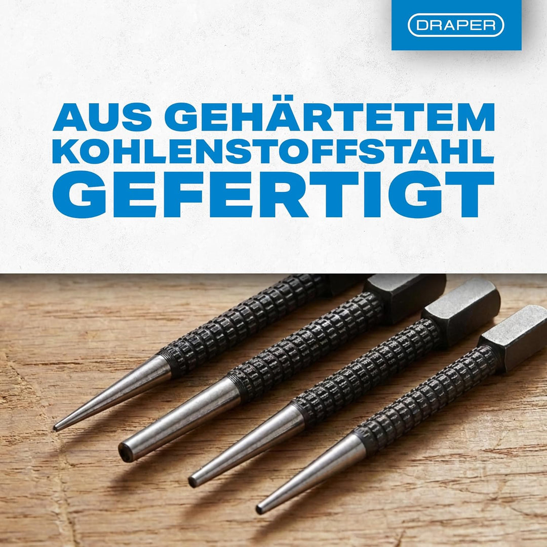 Draper 59354801 Draper 35480 Versenker-Set, 4-teilig, zum Versenken von Nägeln/Stiften