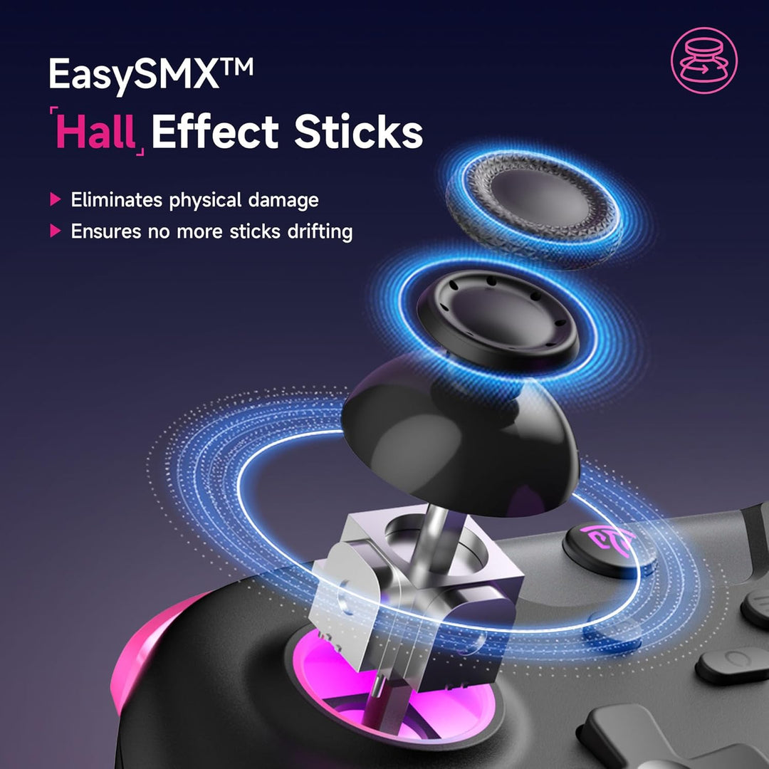 EasySMX X05 Controller PC mit 7 Farbe RGB Licht, Controller PC wireless mit Hall Joysticks & Hall Tr