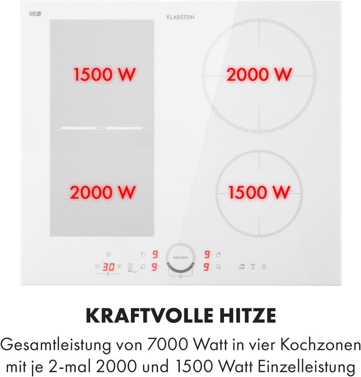 Klarstein Induktionskochfeld, Glaskeramik Kochfeld, Induktionskochfeld mit 4 Platten, Einbau-Indukti