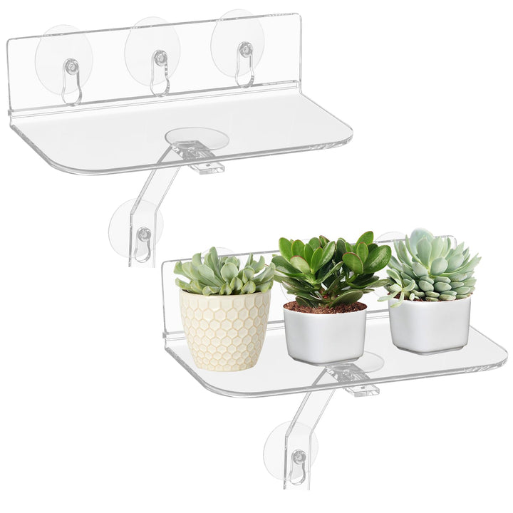2 Stück Fenster Pflanzenregale: Clear Acryl Fenster Regal für Pflanzen mit Beinen, 30cm Hängendes tr