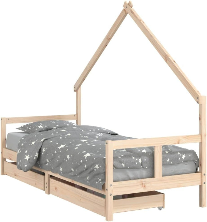 Festnight Hausbett 80x200 cm mit Schubladen ohne Matratze, Kinderbett mit Schubladen, Kinder Haus Be